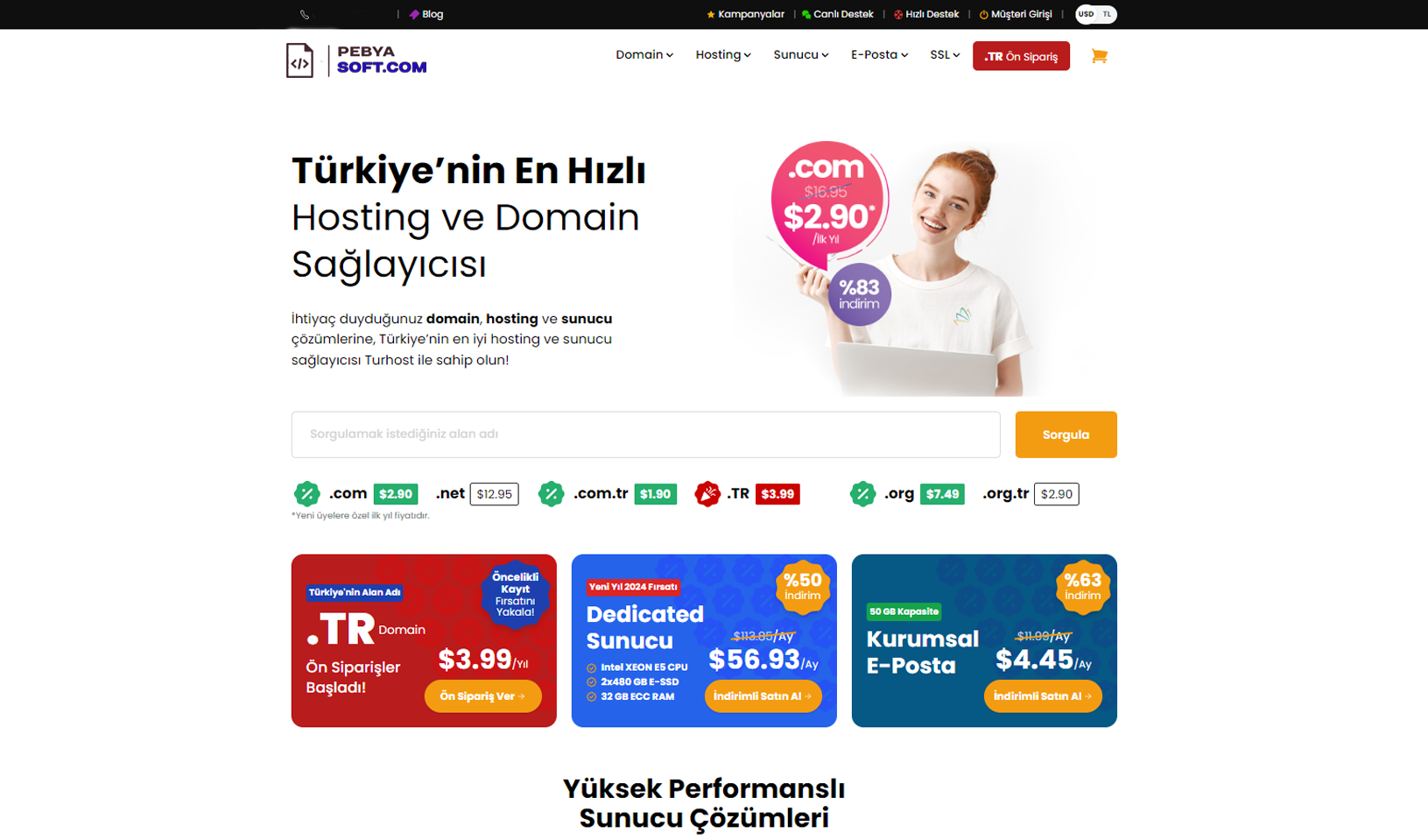 Web Satış Domain Hosting Satış